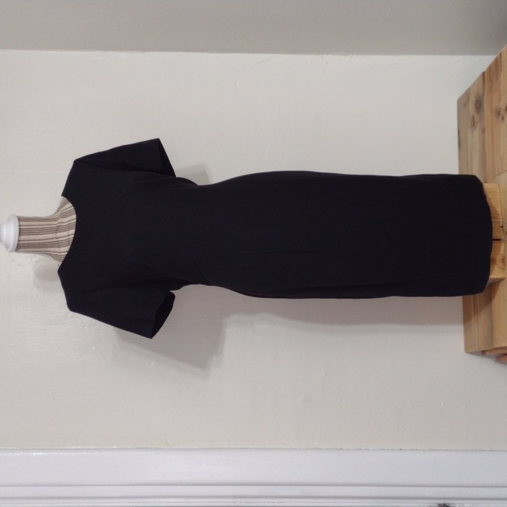 M&S Collection Black Wool Blend Sheath Dress Exposed Back Zip NWT Size US 12